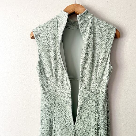 Calvin Klein Mock Neck Sleeveless Lace A-Line‎ Dress women's size 8 sage green - Picture 7 of 12